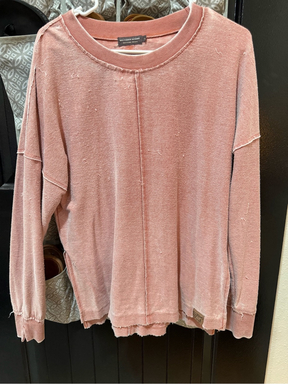 Southern Marsh Washed Rose Long-Sleeve Pullover Top - Comfort Fit